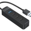 ORICO USB hub TWU32-4A, 4x θυρών, USB 3.0, 5Gbps, USB σύνδεση, μαύρο