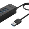 ORICO USB hub W5P-U3, 4x θυρών, USB 3.0, 5Gbps, USB σύνδεση, 1m καλώδιο, μαύρο