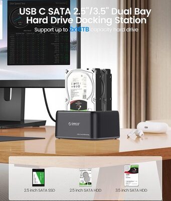 ORICO docking station για 2.5" ή 3.5" SATA HDD/SSD 6829C3-V1, 2 θέσεων, 5Gbps, μαύρο