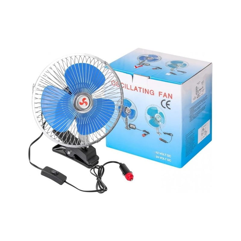 Ανεμιστήρας Αυτοκινήτου 10″ με Κλιπ – 12V Περιστρεφόμενος – Oscillating Fan