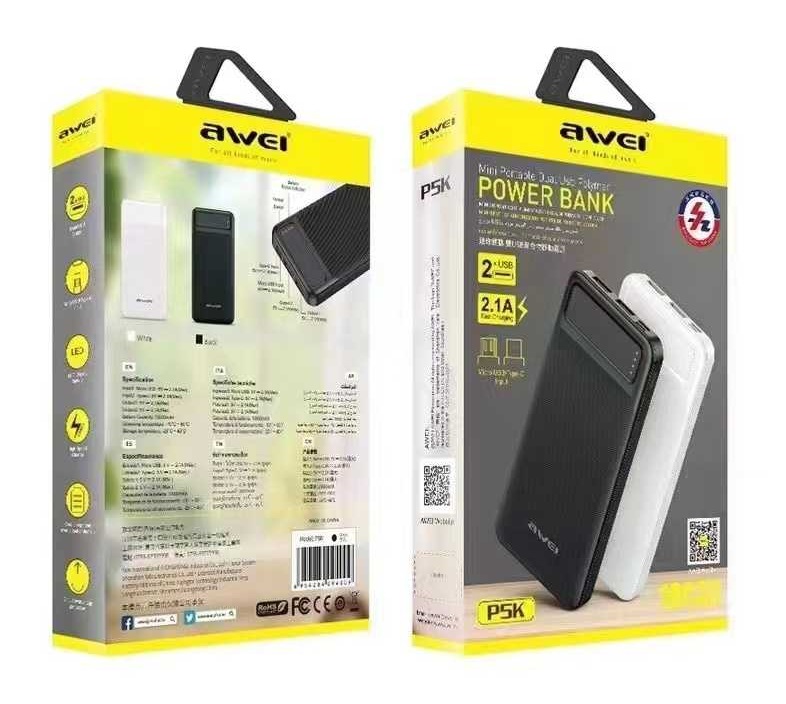 Powerbank - 10.000mah - P5K - AWEI - 094009 - Black