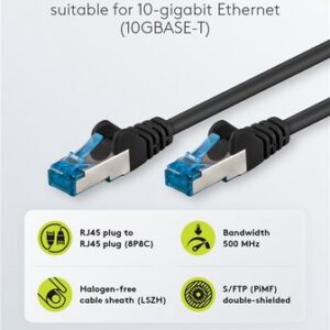 GOOBAY καλώδιο δικτύου 93820, CAT 6A S/FTP, 500MHz, Copper, 5m, μαύρο