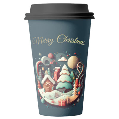 ΠΟΤΗΡΙ ΧΑΡΤΙΝΟ CHRISTMAS ΜΑΥΡΟ (DOUBLE WALL) (12οz-14oz) - (25τεμ.)