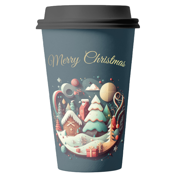 ΠΟΤΗΡΙ ΧΑΡΤΙΝΟ CHRISTMAS ΜΑΥΡΟ (DOUBLE WALL) (12οz-14oz) - (25τεμ.)