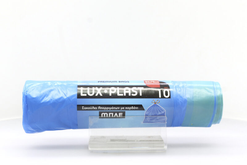 LUX-PLAST ΣΑΚΟΥΛΑ ΑΠΟΡΡΙΜΑΤΩΝ ΡΟΛΟ ΜΕ ΚΟΡΔΟΝΙ ΜΠΛΕ  (10τεμ.) - (54x75cm)
