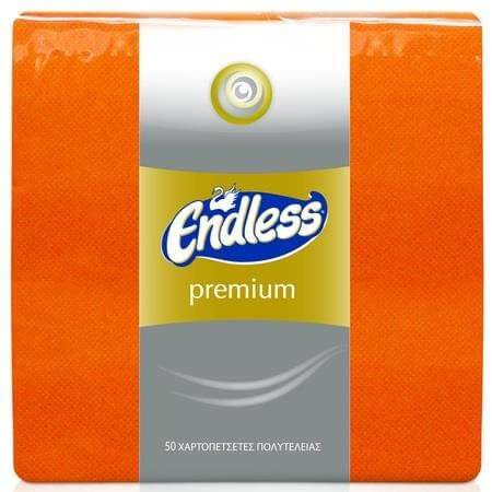 ENDLESS ΧΑΡΤΟΠΕΤΣΕΤΑ PREMIUM 50τεμ. - (33x33cm) (ΠΟΡΤΟΚΑΛΙ)