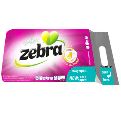 ZEBRA ΧΑΡΤΙ ΥΓΕΙΑΣ  8 ΡΟΛΑ 3Φ - (SOFT ECONOMIC) (ΜΩΒ)