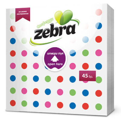ZEBRA ΧΑΡΤΟΠΕΤΣΕΤΑ (33x33cm) -  (45τεμ.) (EASY OPEN)