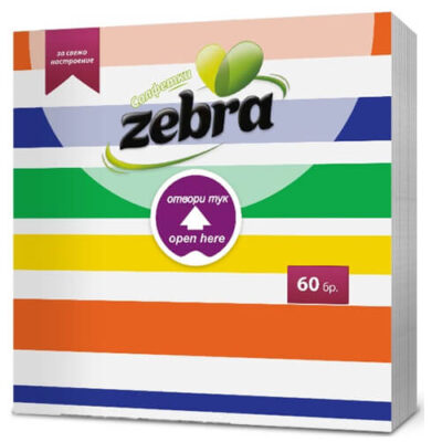 ZEBRA ΧΑΡΤΟΠΕΤΣΕΤΑ (33x33cm) -  (60τεμ.) (EASY OPEN)