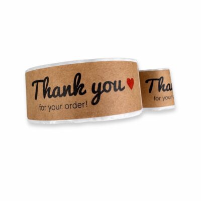 Kraft Αυτοκόλλητα με Τύπωμα Thank You 2.5x7.6cm 120τμχ