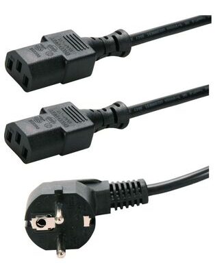 POWERTECH καλώδιο τροφοδοσίας PC για σύνδεση 2 συσκευών P009, 3pin, 1.5m