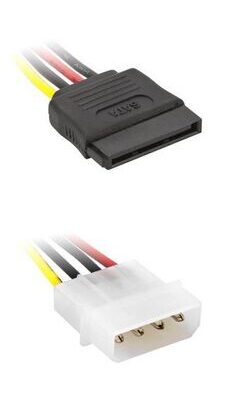 POWERTECH καλώδιο SATA 15pin (F) σε IDE 4pin (M) CAB-W011, 15cm