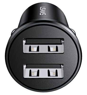 USAMS φορτιστής αυτοκινήτου C20, 2x USB, 2.4A, μαύρος
