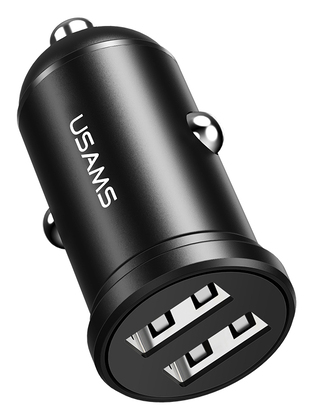 USAMS φορτιστής αυτοκινήτου C20, 2x USB, 2.4A, μαύρος