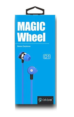 CELEBRAT earphones με μικρόφωνο D1, 3.5mm, Φ10mm, 1.2m flat, μπλε