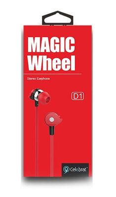 CELEBRAT earphones με μικρόφωνο D1, 3.5mm, Φ10mm, 1.2m flat, κόκκινα