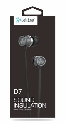CELEBRAT earphones με μικρόφωνο D7, 3.5mm σύνδεση, Φ10mm, 1.2m, μαύρα