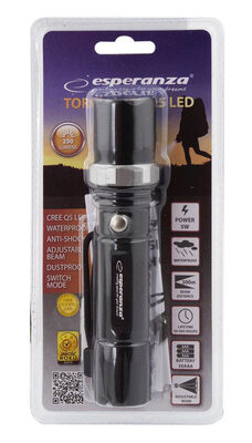 ESPERANZA Φακός Sirius EOT003, Cree Q5 LED, 5W, 250 lumens, μαύρος