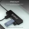 ORICO USB hub FL01, 4x θυρών, USB 2.0, 480Mbps, USB σύνδεση, μαύρο