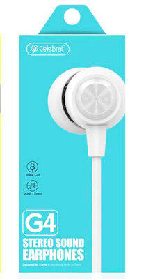 CELEBRAT earphones με μικρόφωνο G4, 3.5mm σύνδεση, Φ10mm, 1.2m, λευκό