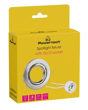 POWERTECH μεταλλικό πλαίσιο spot & ντουί GU10-003, χωνευτό, 81x31.5mm