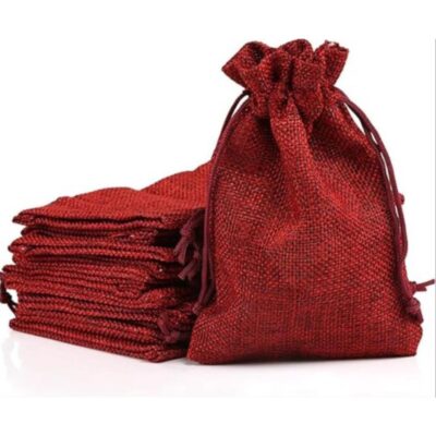 Πουγκί Λινάτσα σε Μπορντό Χρώμα 7x9cm 50 Τεμάχια Small