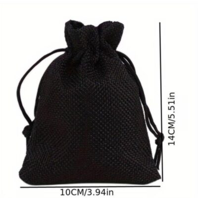 Πουγκί Λινάτσας σε Μαύρο Χρώμα 10x14cm 50τμχ Medium