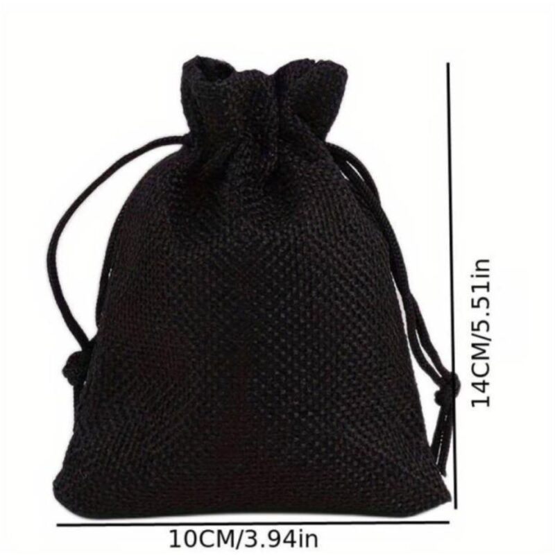 Πουγκί Λινάτσας σε Μαύρο Χρώμα 10x14cm 50τμχ Medium