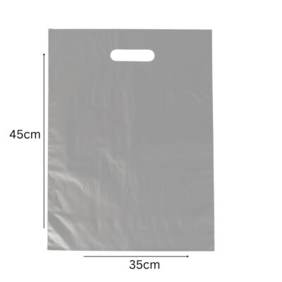 35x45cm Τσάντα Χούφτα Ασημί Χαρτοπλάστ 55micron 1kg/70τμχ