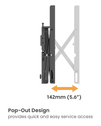 BRATECK επιτοίχια βάση τηλεόρασης LVW02E-48T, 37-70", έως 70kg, Pop-Out