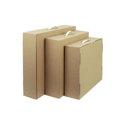 Κουτί – Τσάντα Kraft με Πλαστικό Χερούλι 50x40x10cm - Καφέ