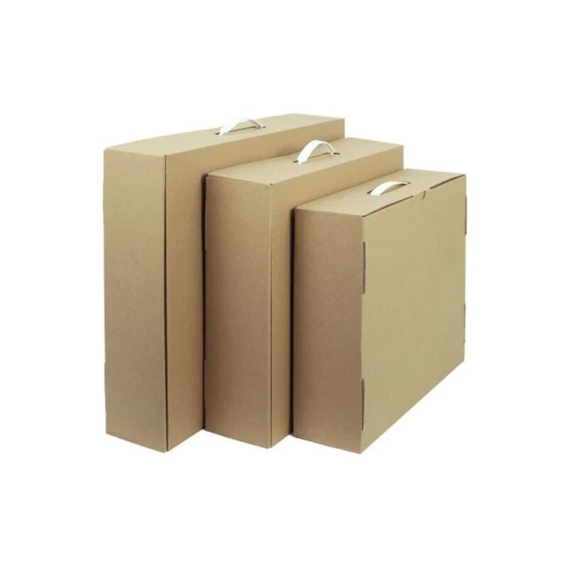 Κουτί – Τσάντα Kraft με Πλαστικό Χερούλι 50x40x10cm - Καφέ