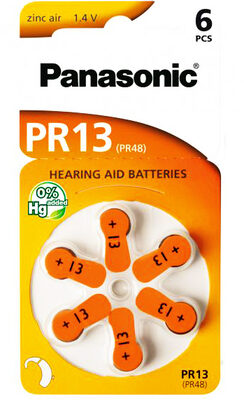 PANASONIC μπαταρίες ακουστικών βαρηκοΐας PR13, mercury free, 1.4V, 6τμχ