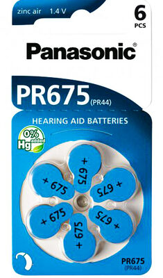 PANASONIC μπαταρίες ακουστικών βαρηκοΐας PR675, mercury free, 1.4V, 6τμχ