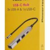 POWERTECH USB hub PT-1412, 4x θυρών, USB 3.2, 5Gbps, USB-C σύνδεση, γκρι