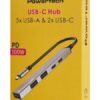 POWERTECH USB hub PT-1414, 5x θυρών, USB 3.2, 5Gbps, 100W, USB-C σύνδεση, γκρι