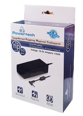 POWERTECH φορτιστής laptop PT-286 για HP, 90W, 19.5V, 4.62A