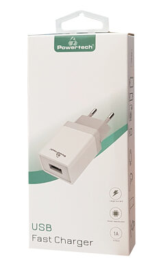 POWERTECH φορτιστής τοίχου PT-759, USB, 1A, λευκός