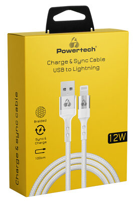 POWERTECH καλώδιο USB σε Lightning PTR-0126, 12W, copper, 1m, λευκό