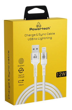 POWERTECH καλώδιο USB σε Lightning PTR-0126, 12W, copper, 1m, λευκό