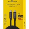 POWERTECH καλώδιο USB-C PTR-0165, USB4, 240W, 40Gbps, 8K/60Hz, 1m, μαύρο