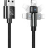 USAMS καλώδιο Lightning σε USB US-SJ476, περιστρεφόμενο, 2.1A, 1m, μαύρο
