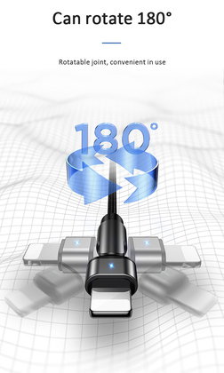 USAMS καλώδιο Lightning σε USB US-SJ476, περιστρεφόμενο, 2.1A, 1m, μαύρο