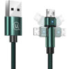 USAMS καλώδιο Micro USB σε USB SJ478, περιστρεφόμενο, 2A, 1m, πράσινο