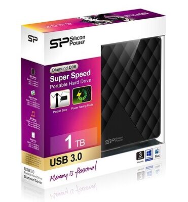 SILICON POWER εξωτερικός HDD 1TB Diamond D06, USB 3.2, μαύρος