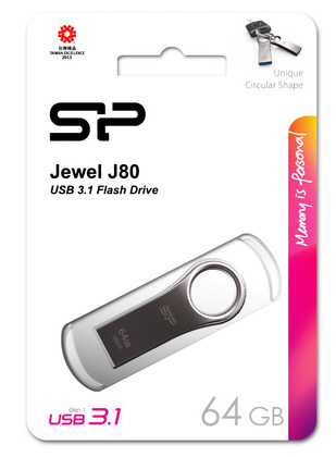 SILICON POWER USB Flash Drive Jewel 80, 64GB, USB 3.2, ασημί