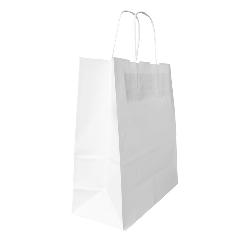 25x12x31cm Χάρτινη Τσάντα Λευκή με Στριφτό Χερούλι