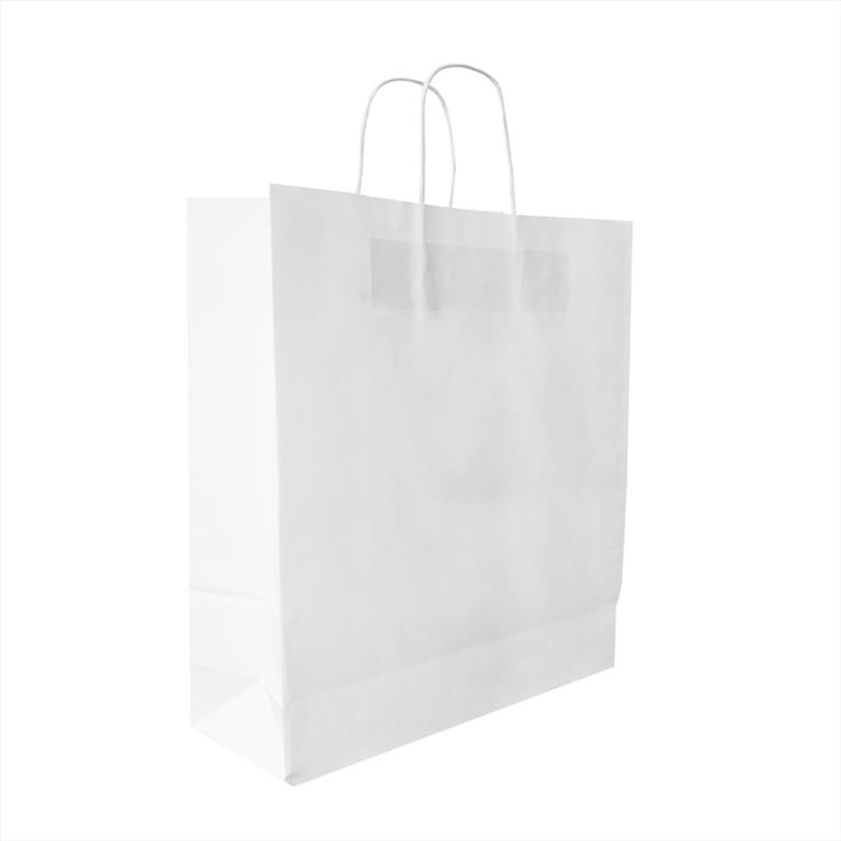 32x12x41cm Χάρτινη Τσάντα Λευκή με Στριφτό Χερούλι