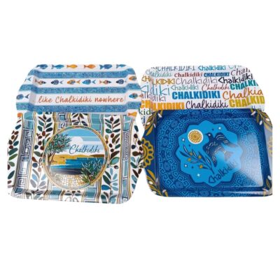 Mεταλλικός Δίσκος Με Σχέδια CHALKIDIKI ΜΙΞ 17x26cm
