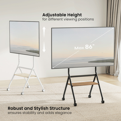 BRATECK βάση τηλεόρασης δαπέδου TTF13E-46FW, 37-86", έως 80kg, με ράφι & ροδάκια